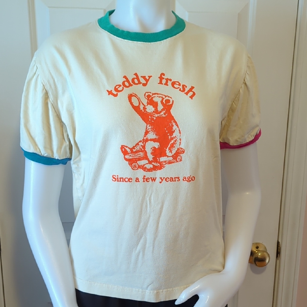 Teddy Fresh Colorful Cap Sleeve Tee Size S
